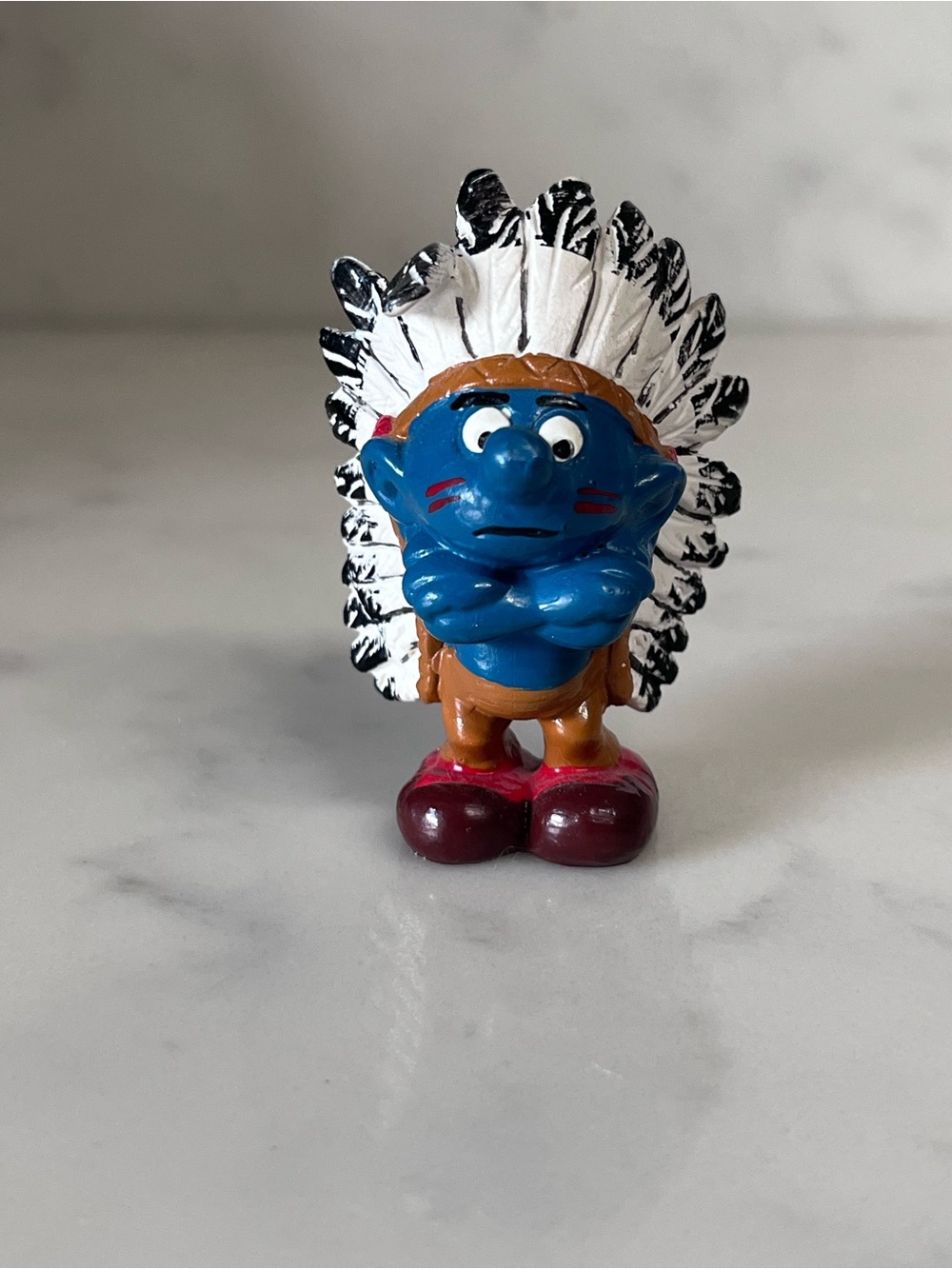 Smurfs Native American Indian Chief Smurf PVC Figure Schleich Peyo Figurine 1981